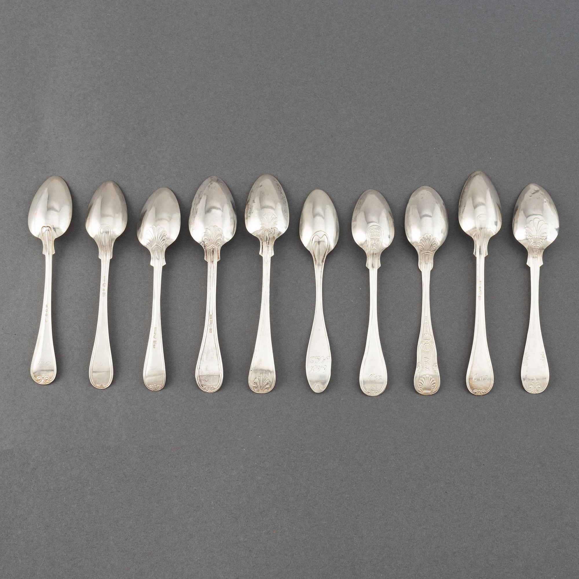 Kaffeskedar, 32 st, silver, Sverige, 1856-1905.