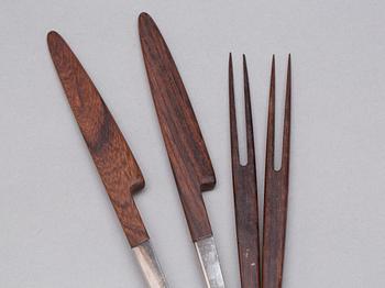 CARL M. COHR, salladsbestick, ett par,  Fredericia, Danmark 1950-60-tal, sterling och palisander.