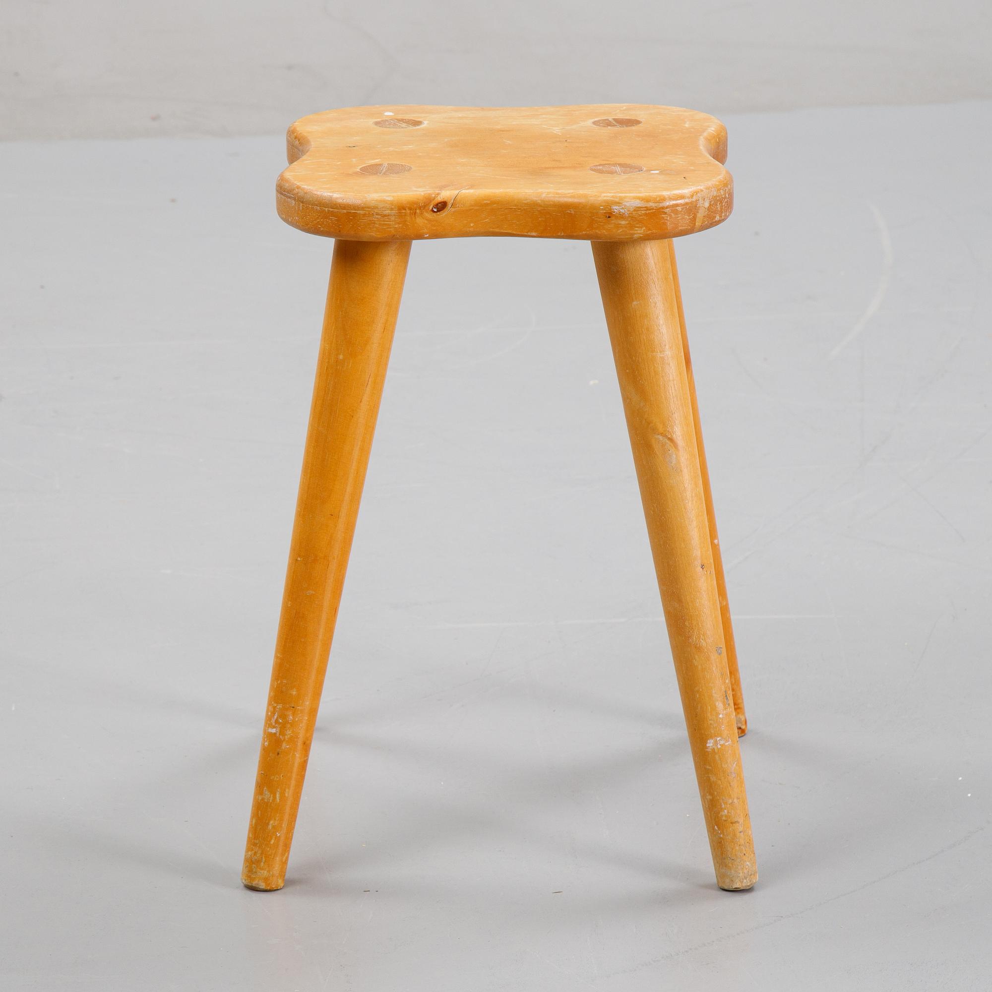 A pinewood stool, mid 20th Century.