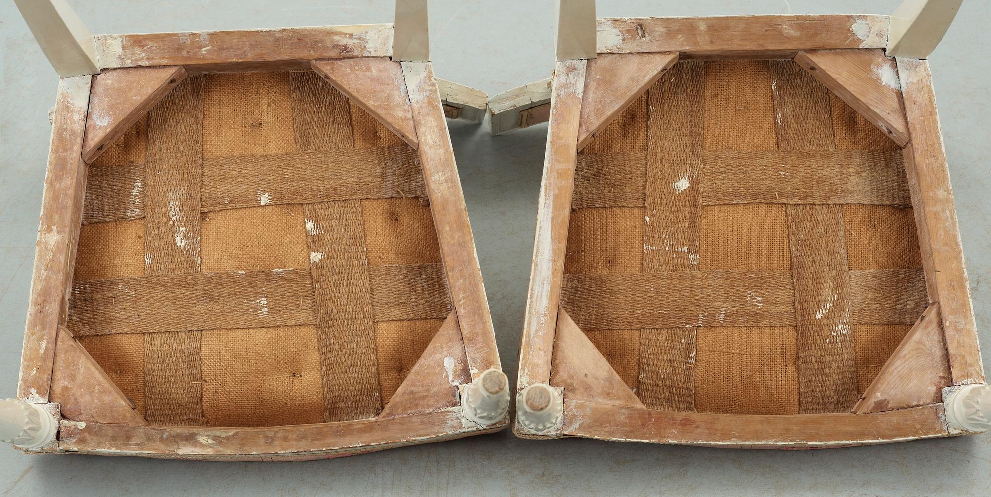 Stolar, 2 st, sengustavianska, 1800-talets mitt.