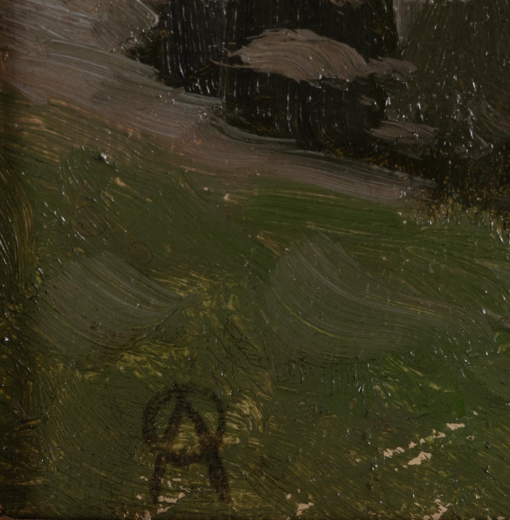 Olof Arborelius, Landscape with figures by a lake.