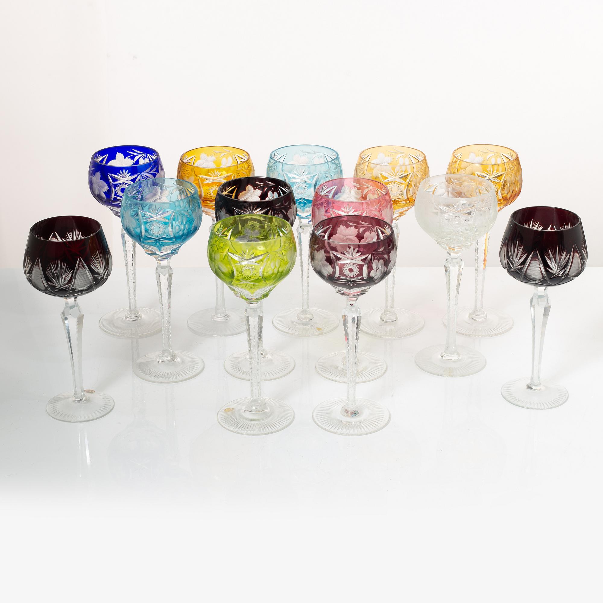 Wine glasses, 20th century (13 pcs).