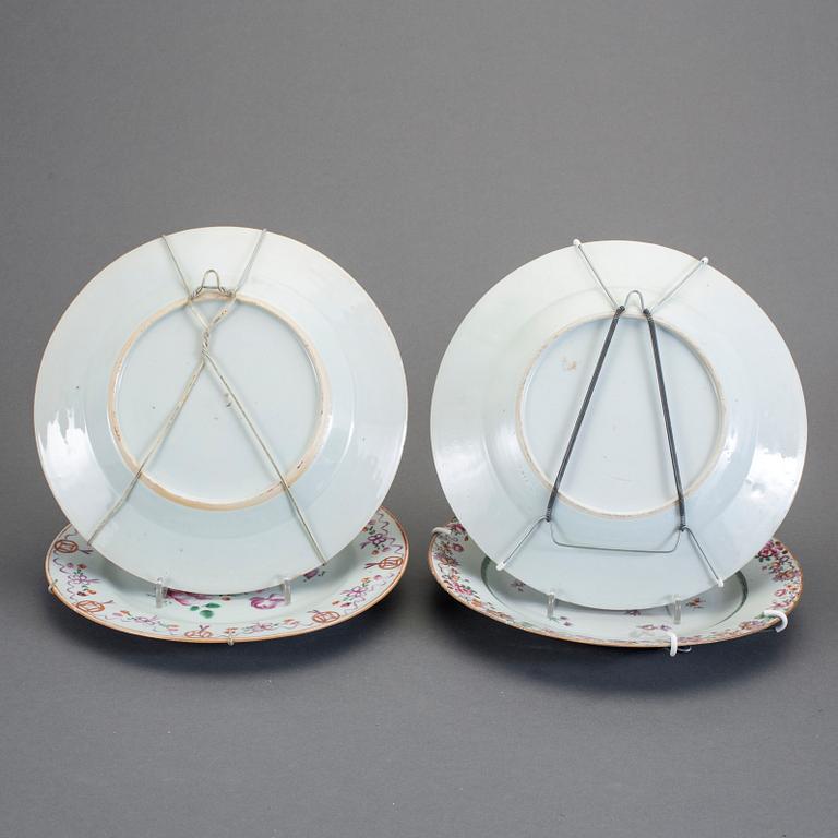 TALLRIKAR, 9 st, kompaniporslin, Kina, Qianlong (1736-95).