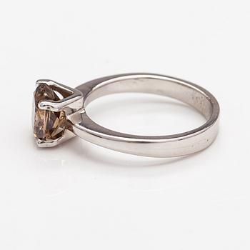 An 18K white gold ring with a ca. 2.03 ct cushion-cut diamond according to GIA certificate.