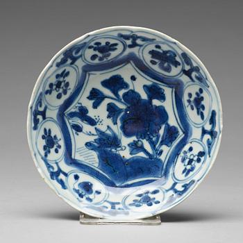 A set of seven blue and white dishes, Ming dynasty, Wanli (1572-1620).