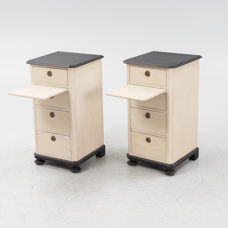 A pair of painted bedside tables, early 20th Century.