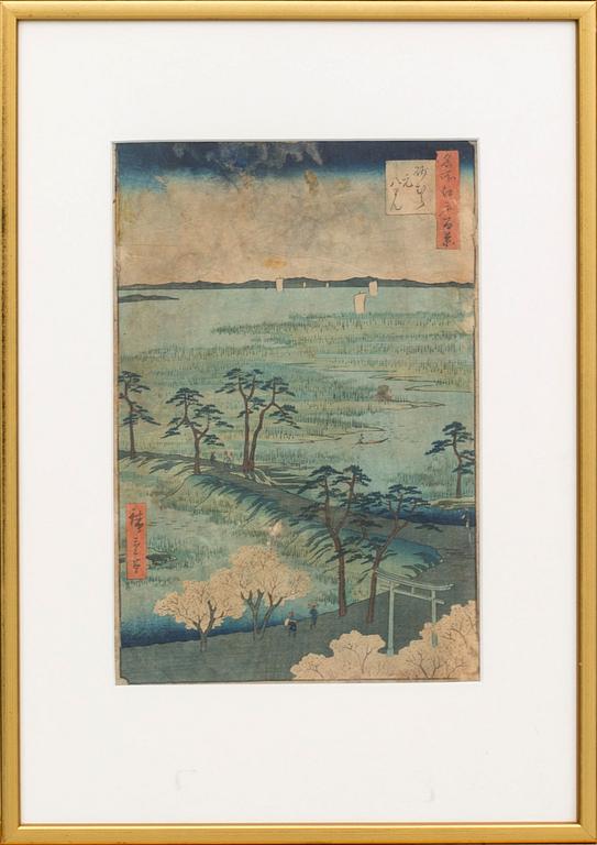 HIROSHIGE, 2 woodcuts, Japan, second half of the 19th century.