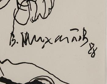 VYACHESLAV SAWICH MIKHAILOV, blandteknik på papper, signerad och daterad -88.