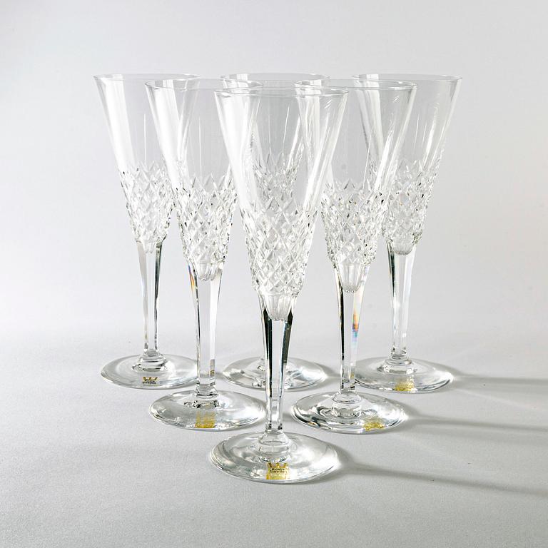 Vicke Lindstrand, champagneglas, 6 st, "Ambassadör", Kosta Boda.