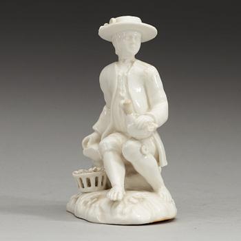 A Swedish Marieberg soft paste figure of a shepherd, 18th Century.