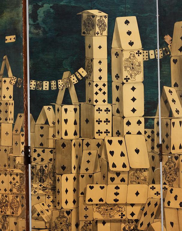 PIERO FORNASETTI, vikskärm/rumsdelare "City of Cards", Milano, Italien 1950-tal.