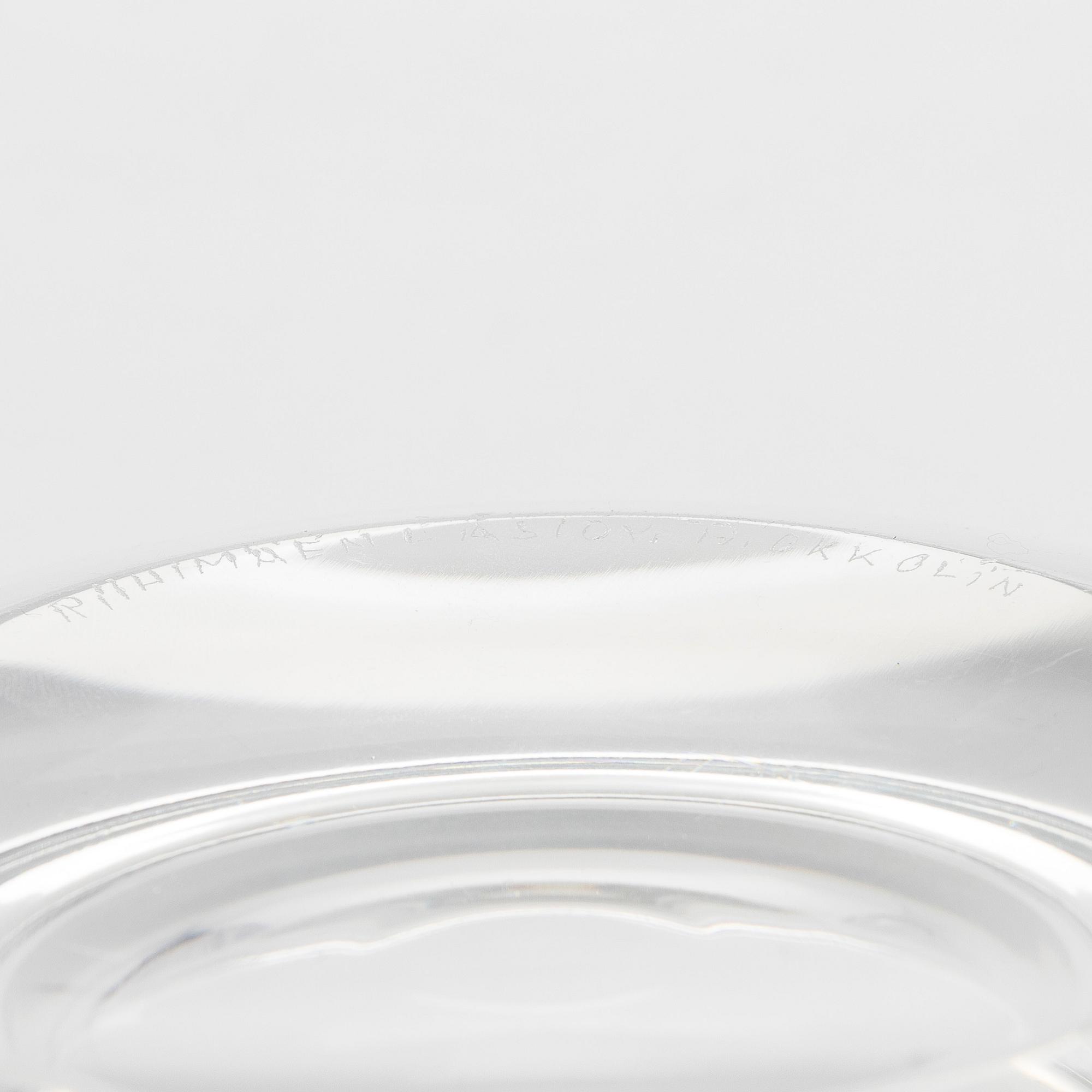 Aimo Okkolin, an ashtray, "Flying saucer" signed Riihimäen Lasi Oy A. Okkolin.