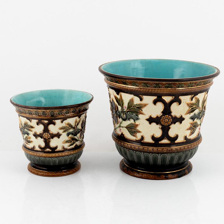 Rörstrand, two creamware flower pots, Sweden ca 1900.