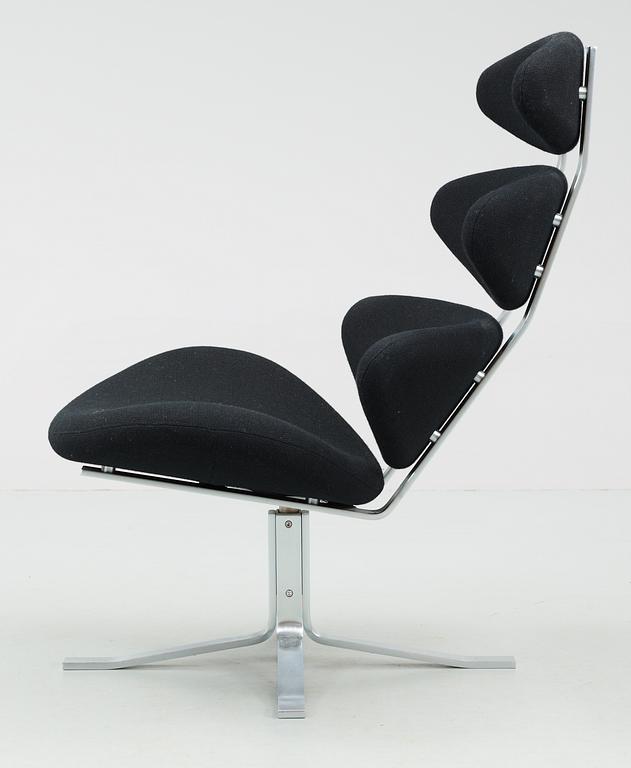 A Poul Volther steel and black wool 'Corona' easy chair by Erik Jørgensen, Denmark.