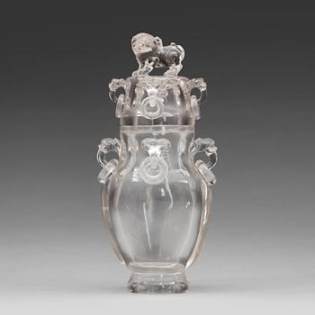 595. A rock crystal baluster vase and cover, late Qing dynasty, circa 1900.