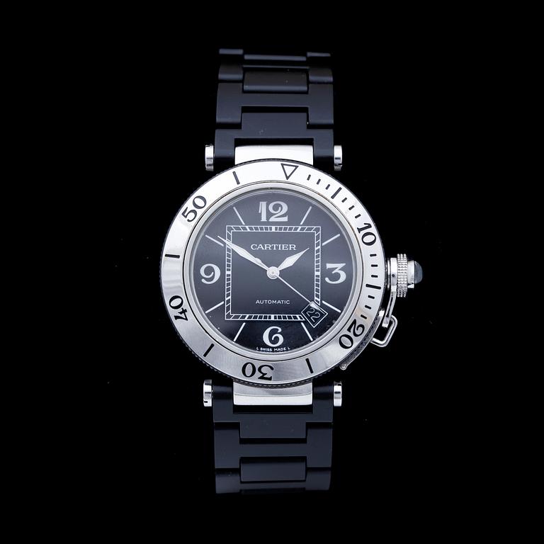 CARTIER, Pasha, automatisk, stål, ca 2005.