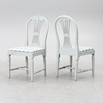 A Gustavian style seven-piece dining suite, mid-20th Century.