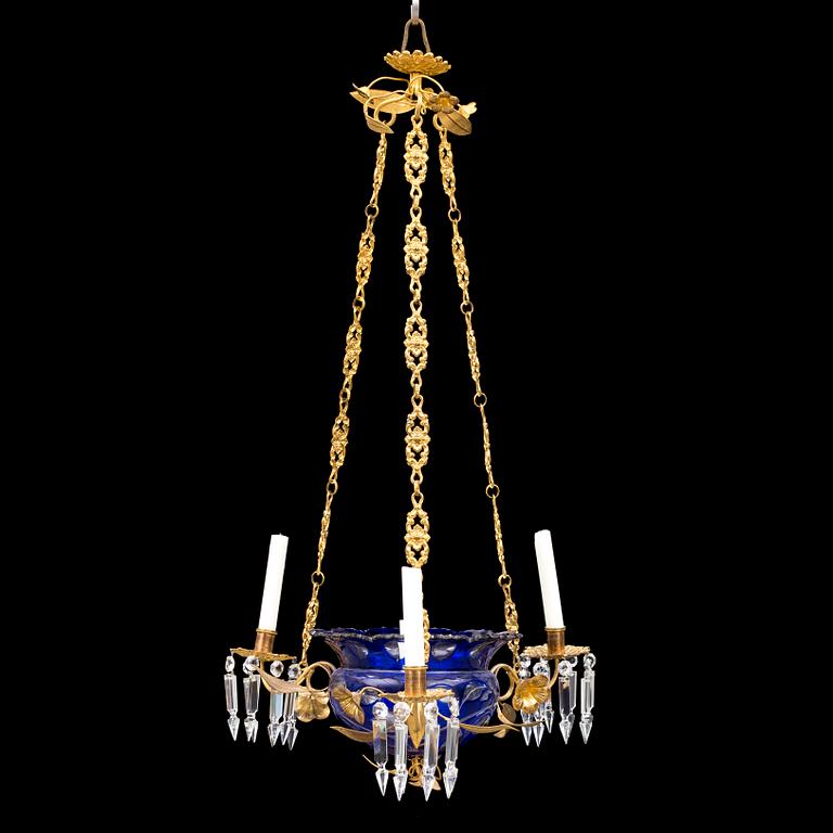 A late Empire gilt metal and glass chandelier, mid 19th Century.