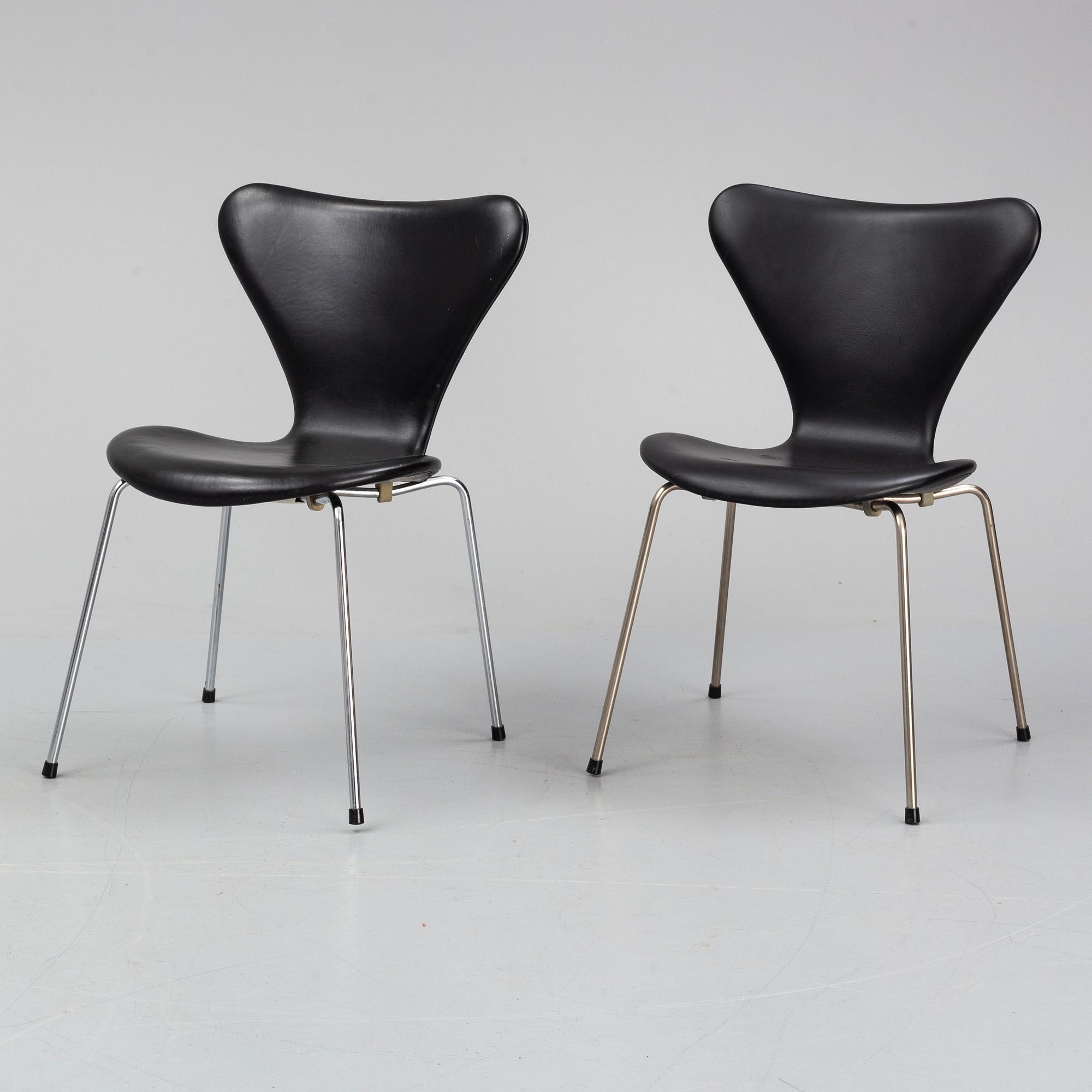 ARNE JACOBSEN, stolar, 10 st, "Sjuan", Fritz Hansen, Danmark.