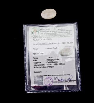 ÄDELSTENAR, 4 st,  bla vit opal, oinfattade.