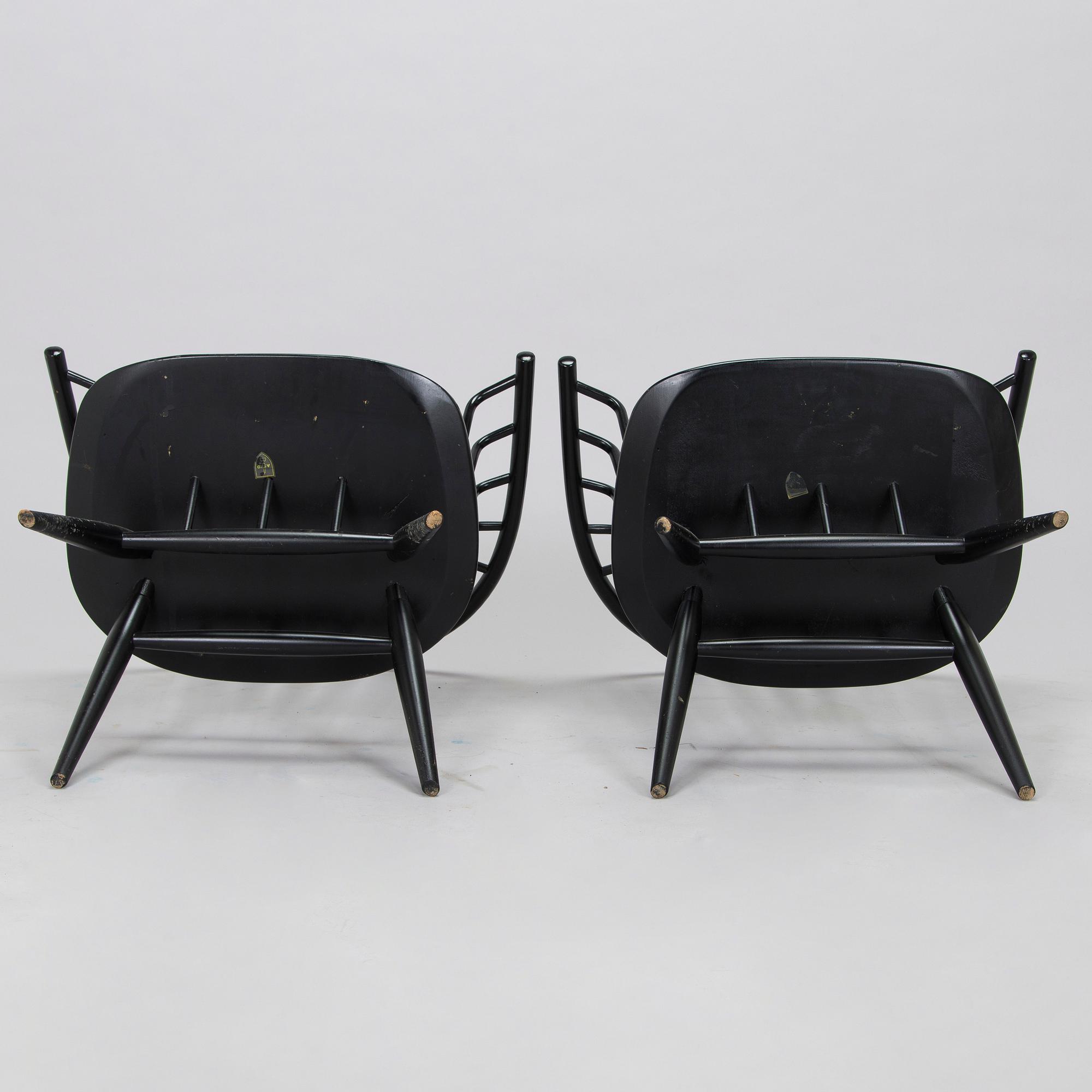 Ilmari Tapiovaara, a pair of 1960s 'Crinolette' chairs, Asko, Finland.