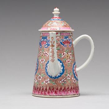 A famille rose coffee pot with cover, Qing dynasty, Yongzheng (1723-35).