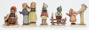 FIGURINER, 5 st, porslin, MJ Hummel, Goebel, 1900-tal.