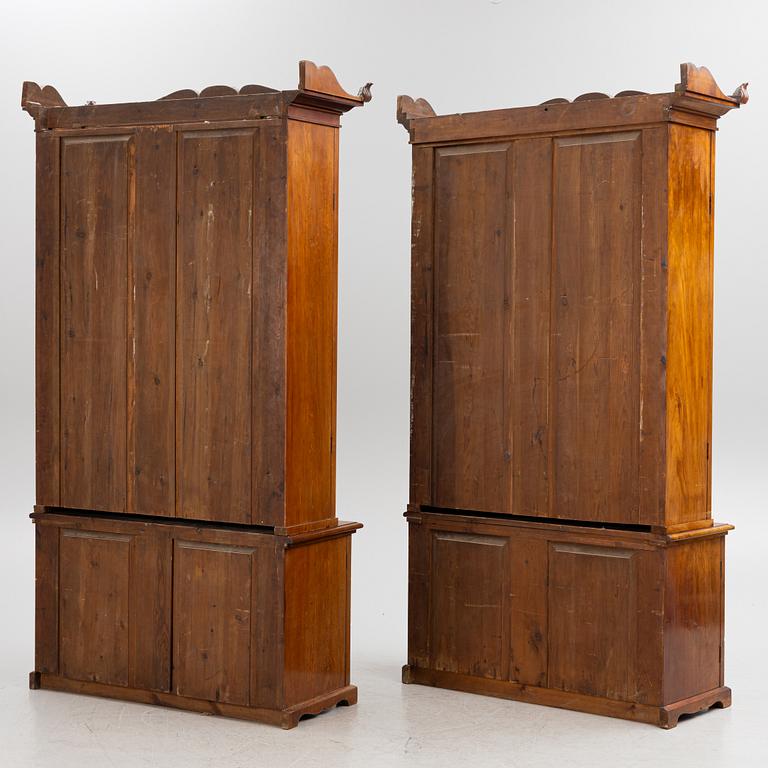 A pair of late Empire mahogany book cabinets, Stockholm, 1830-40's.