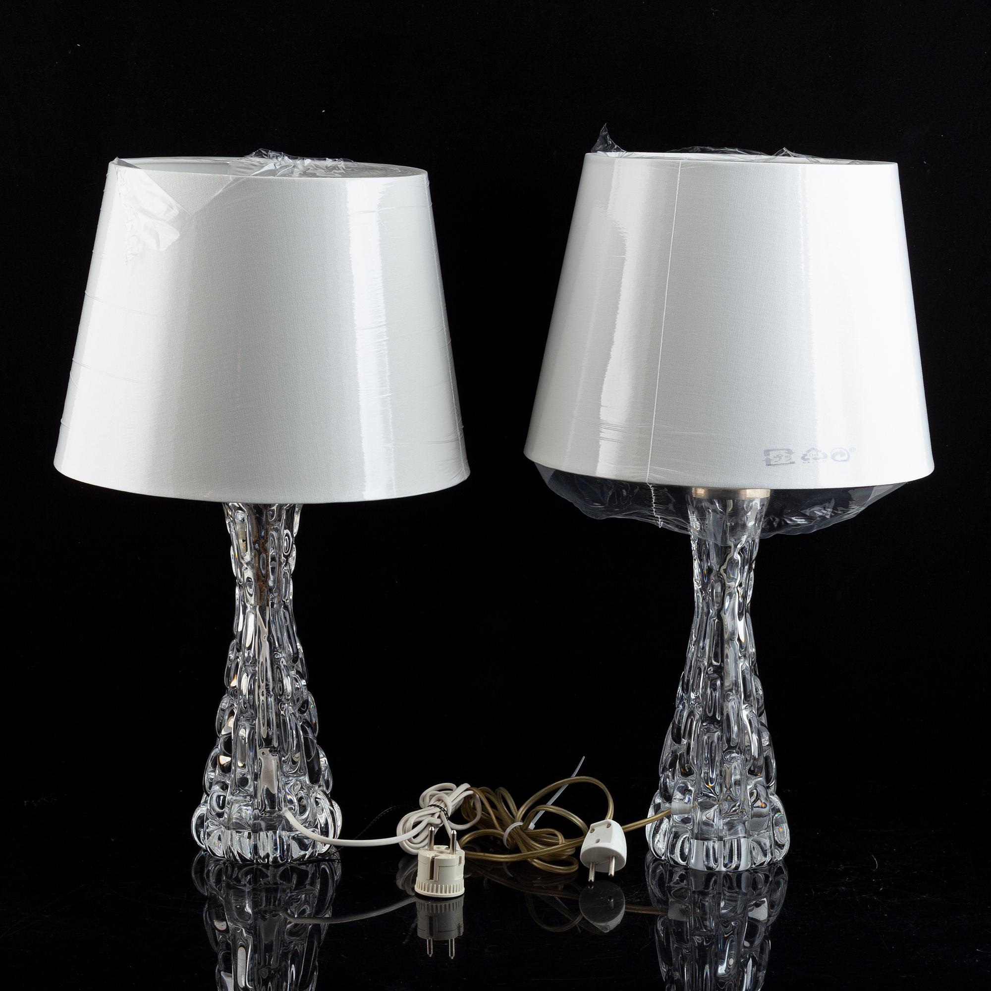 Carl Fagerlund, bordslampor, ett par, glas, Orrefors.
