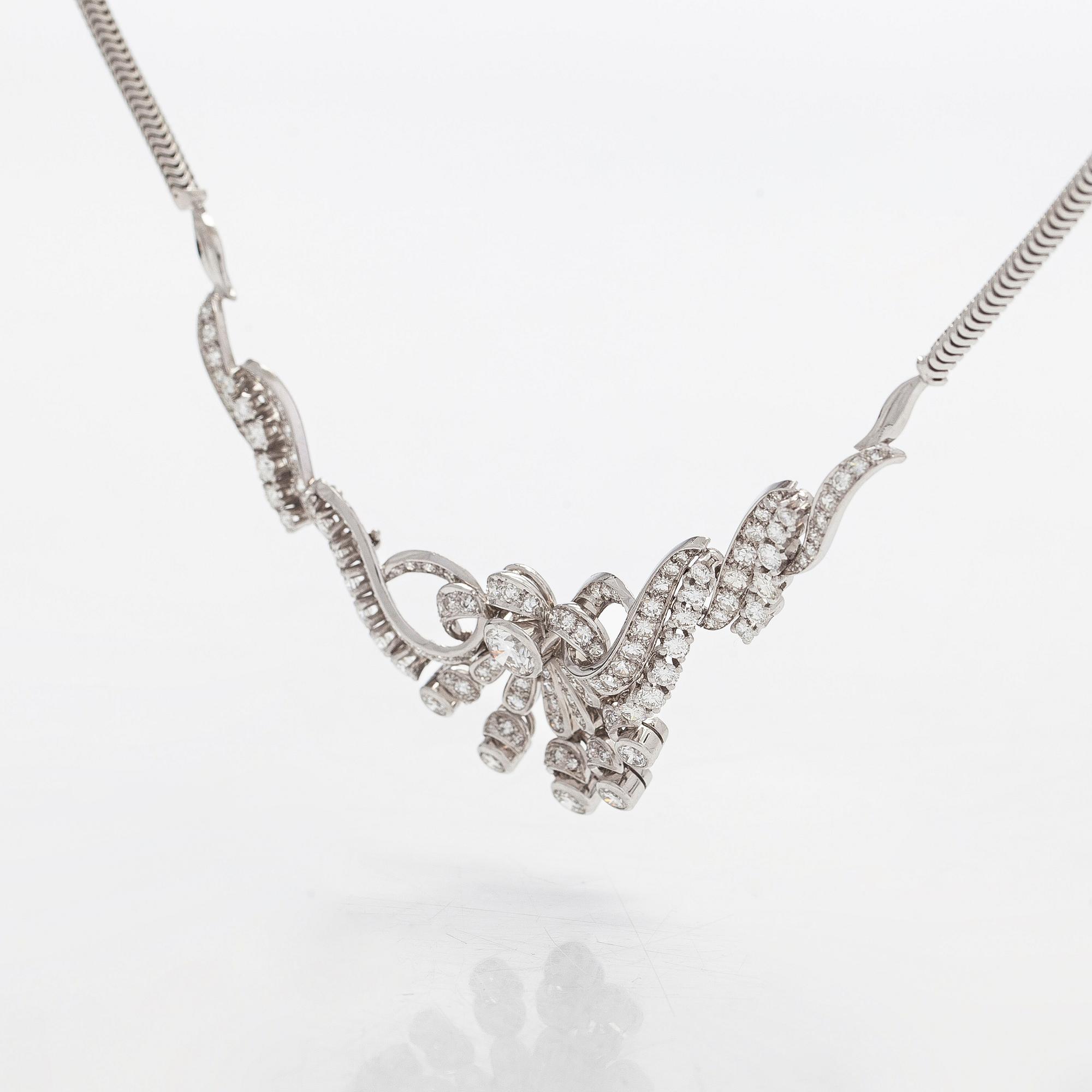 Collier, Bucherer, 18K vitguld med briljanstlipade och åttkantsslipade diamanter.