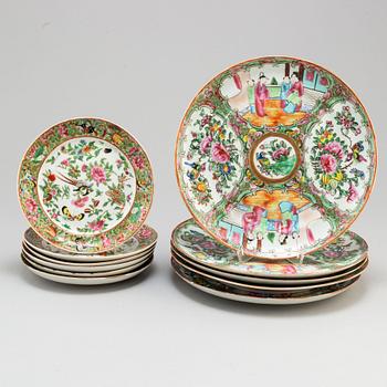 10 famille rose dishes, Qing dynasty, late 19th century.