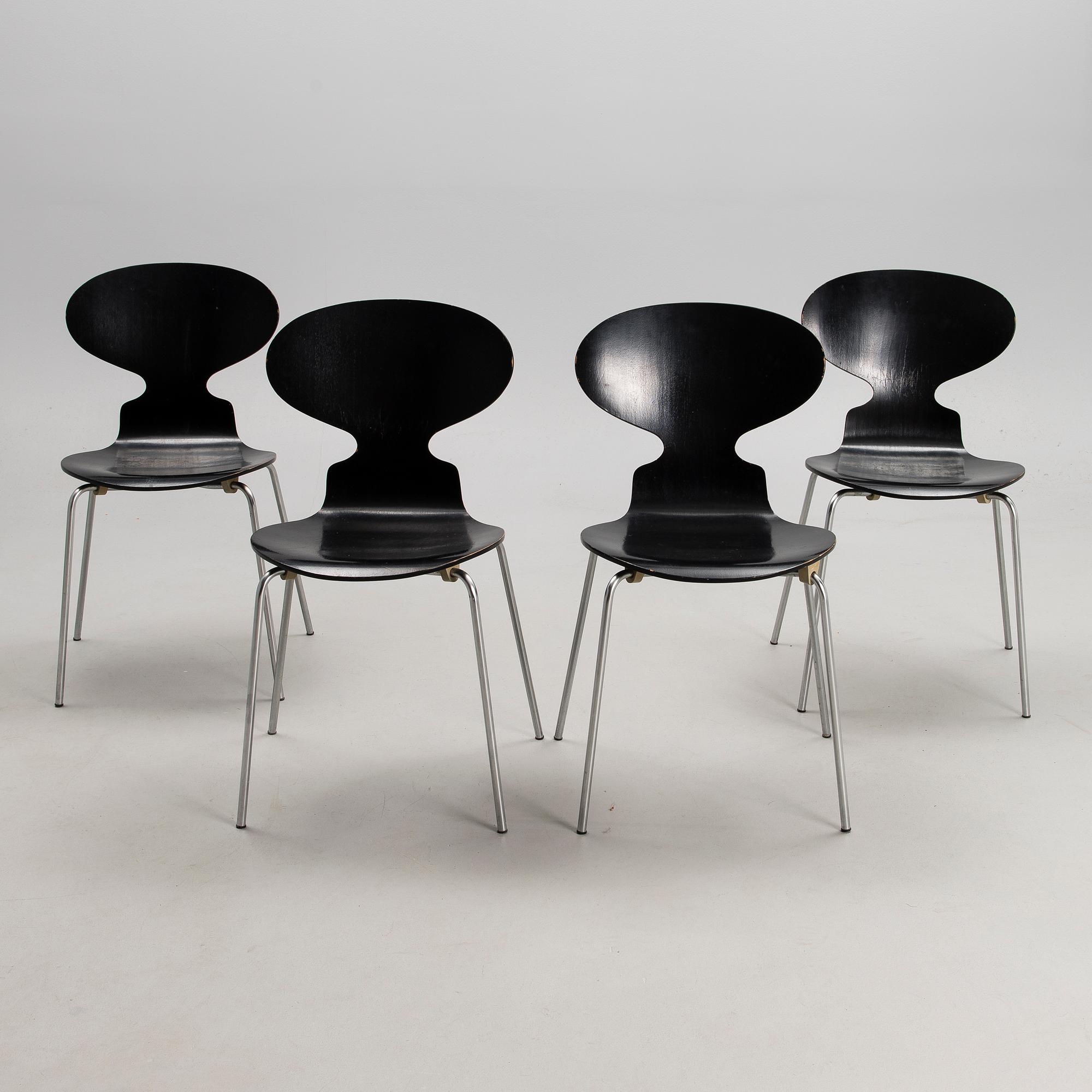 ARNE JACOBSEN, TUOLEJA, 4 kpl, "Myran", Fritz Hansen, Tanska 1971.
