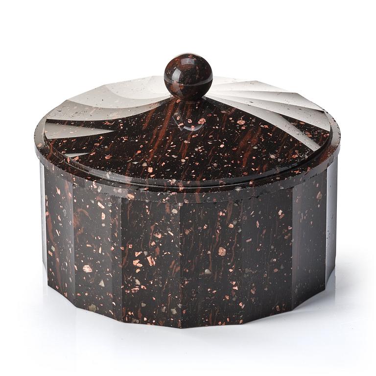 A Swedish Empire 19th century porphyry butter box.