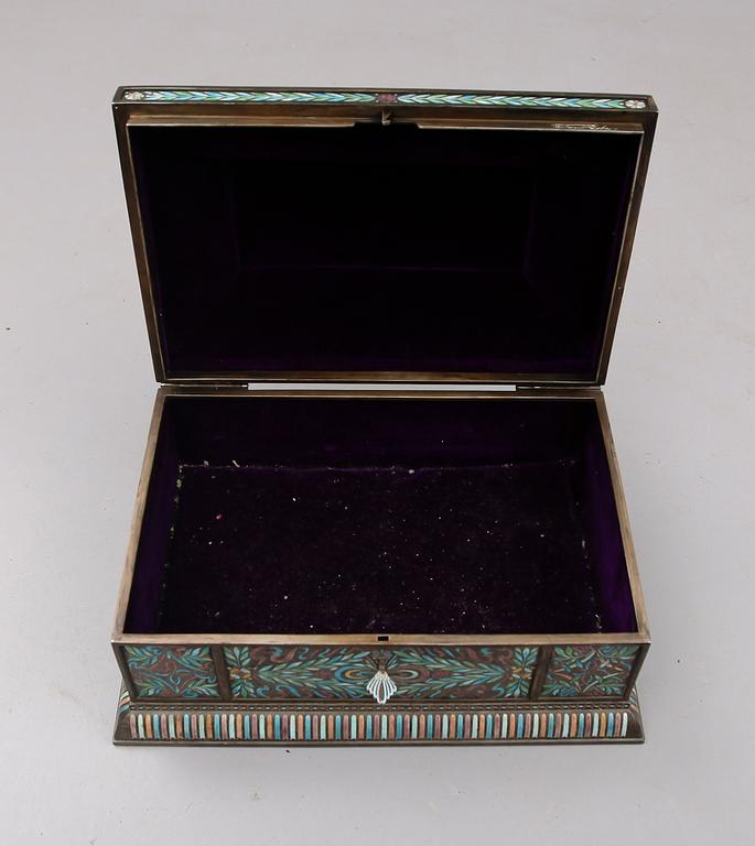 A Ferdinand Boberg Art Nouveau silver and enamel jewelry box, CG Hallberg, Stockholm 1909.