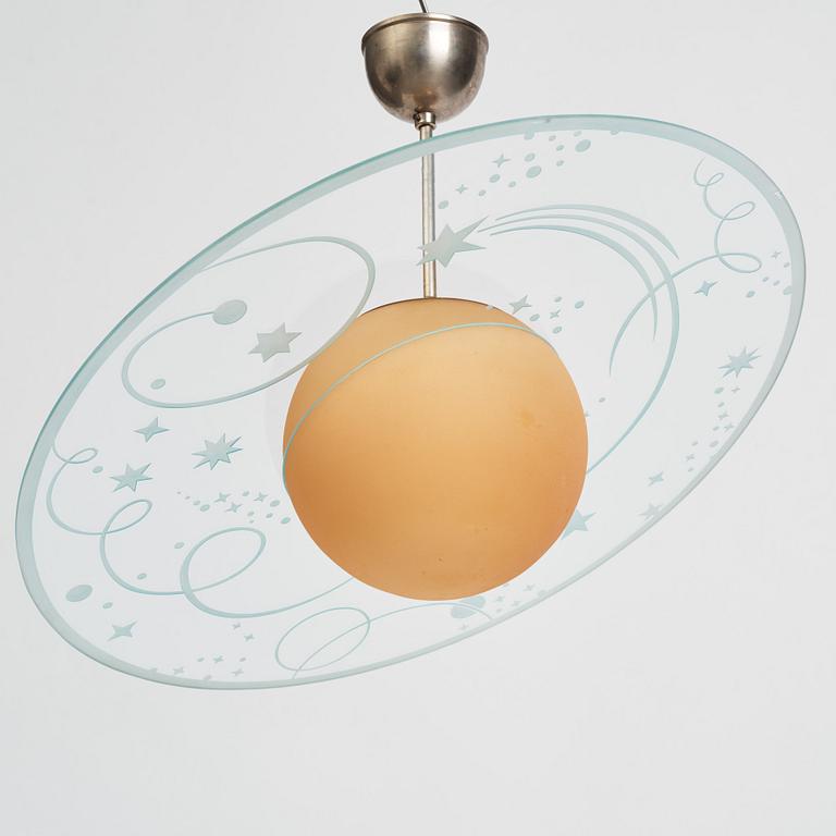 Edward Hald, a ceiling lamp model "HD 711/712", Orrefors, 1930s.