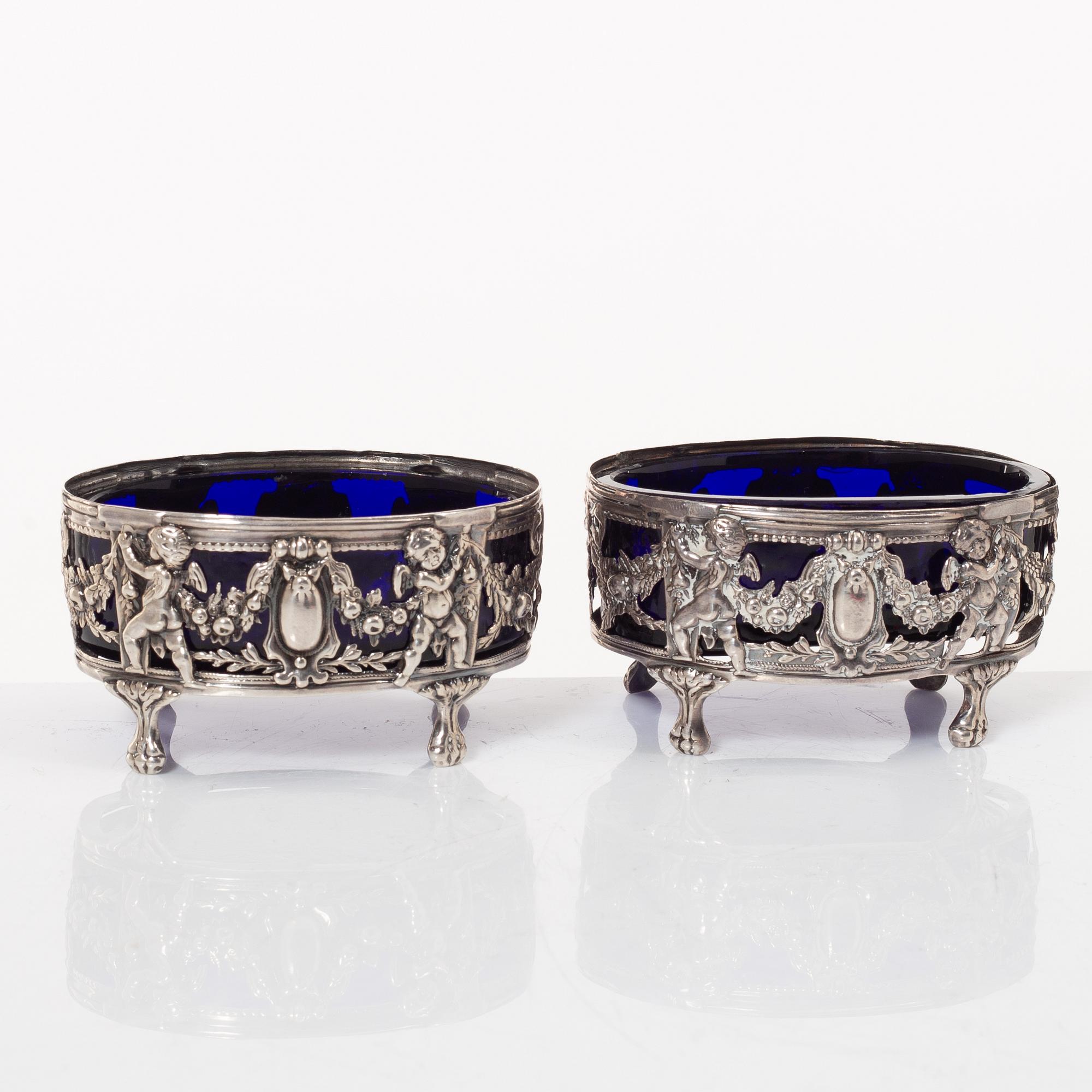 A. Louis Casse, salt cellars, a pair, silver, Paris, 1784.