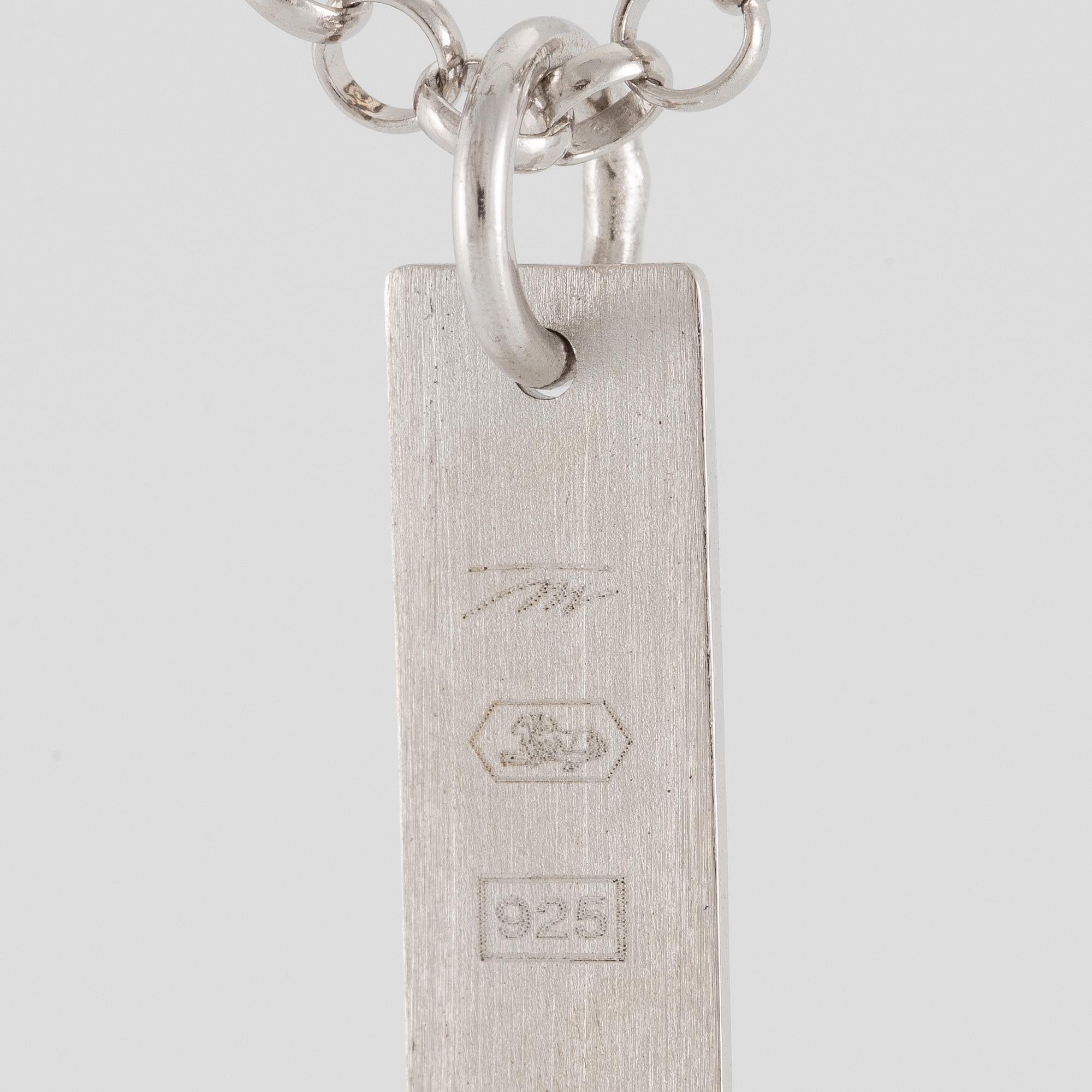 Tapio Wirkkala, pendant with chain "Moon Slice", sterling silver, for Kultakeskus.