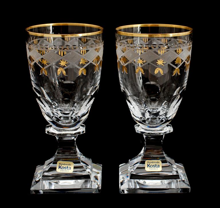 LIKÖRGLAS, 8 st, glas, "Kosta junior", Kosta, 1900-talets andra hälft.