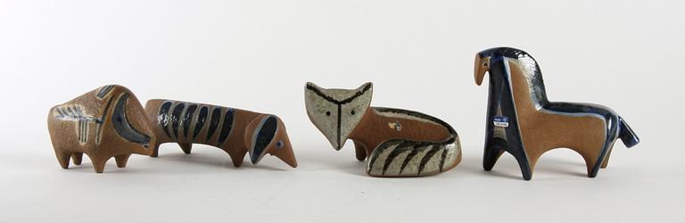 FIGURINER, 4 st, stengods, Lisa Larson, Gustavsberg, osign.