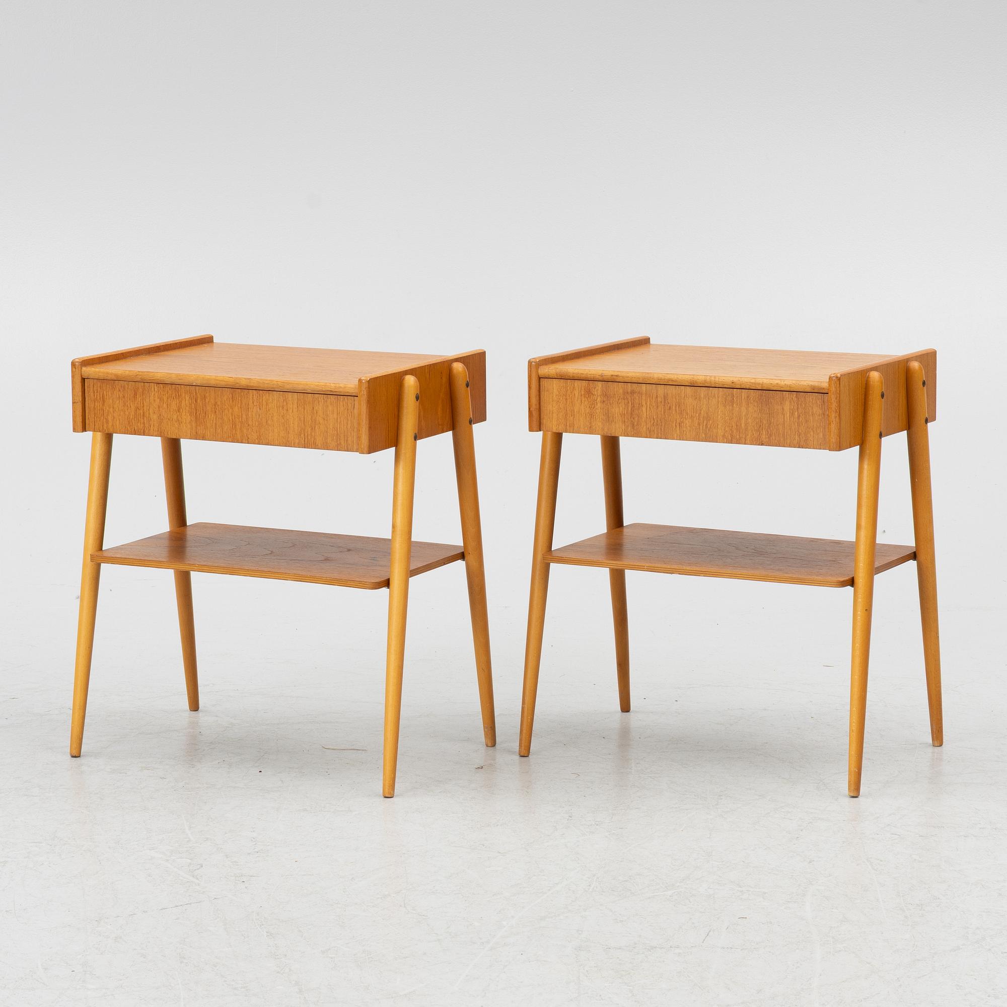 A pair of bedside tables, AB Carlström & co Möbelfabrik, mid20th century.