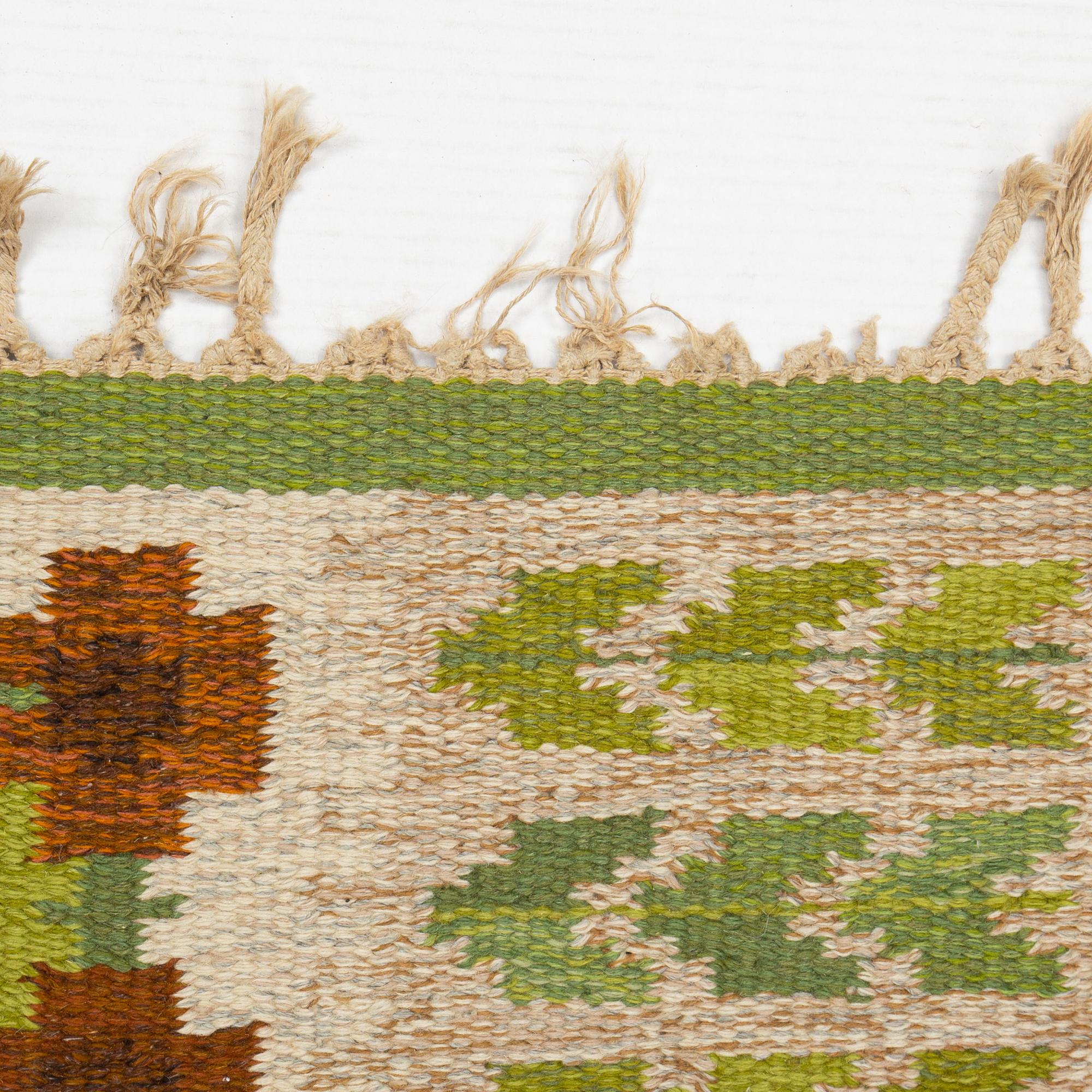 Berit Woelfer, matta, rölakan, signerad WB, ca 203 x 139 cm.