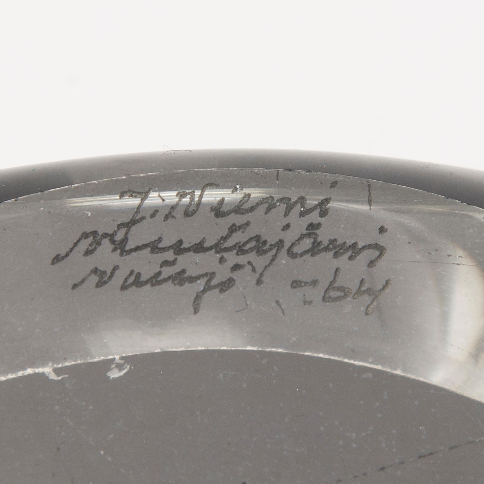 A Glass Vase, signed J. Niemi Nuutajärvi Notsjö -64.