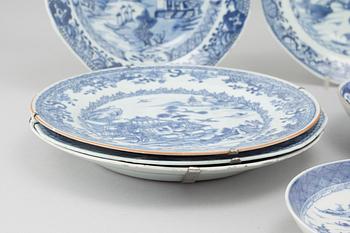 PARTI PORSLIN, 9 delar, Kina, Qianlong (1736-1795).