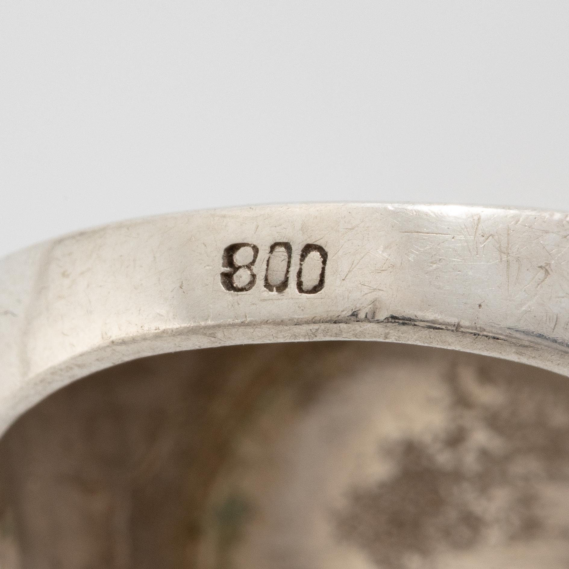 Signet ring, silver, man's profile, Mediterranean region.