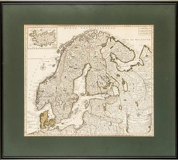 Guillaume Delisle, karta Skandinavien och Island, Regner & Iosue Ottens, Amsterdam ca 1740.