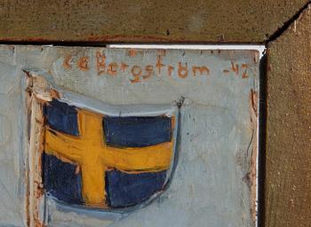 RELIEFER, 2 st, trä, sign "C E Borgström" o dat "42".