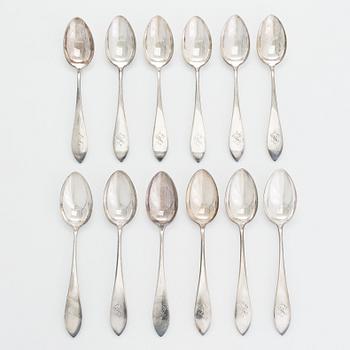 A Polish 108-piece silver cutlery set for twelve, Warsaw, 1931-1963.