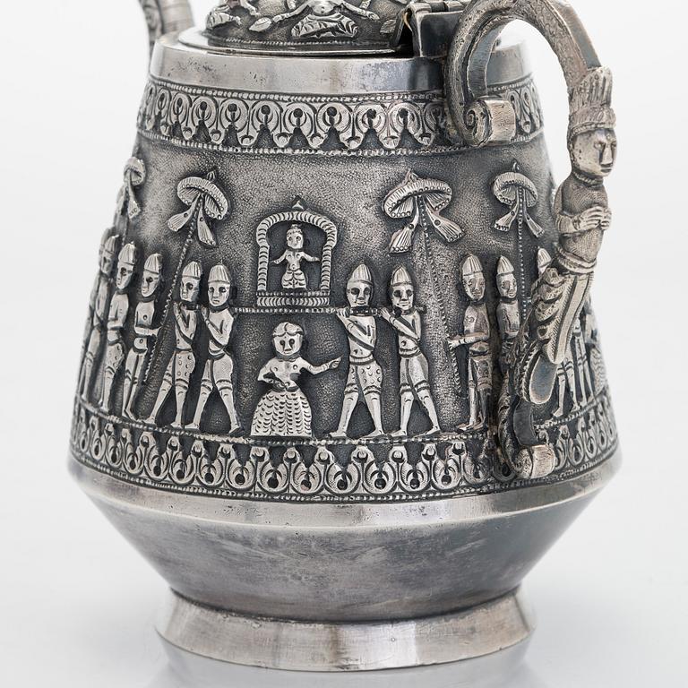 An Indian silver teapot.