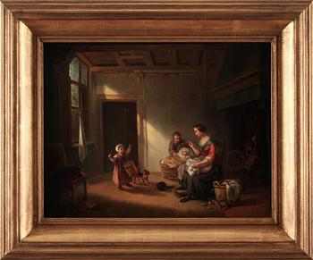 OKÄND KONSTNÄR, olja på duk, otydligt signerad, 1800-tal.