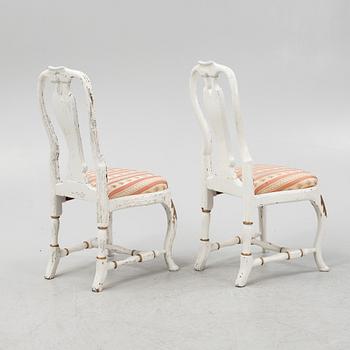 A pair of swedish rococo chairs, second half of the 18th century.